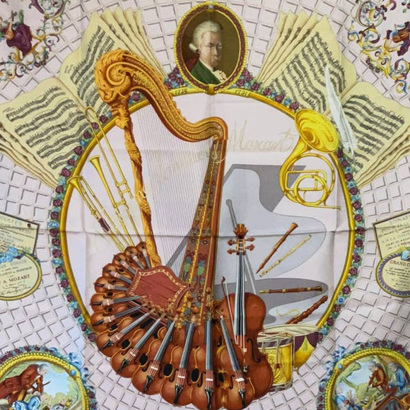 HERMES Hermès Silk Scarf  Hommage a Mozart Hermes Silk Scarf - Picture 2 of 16